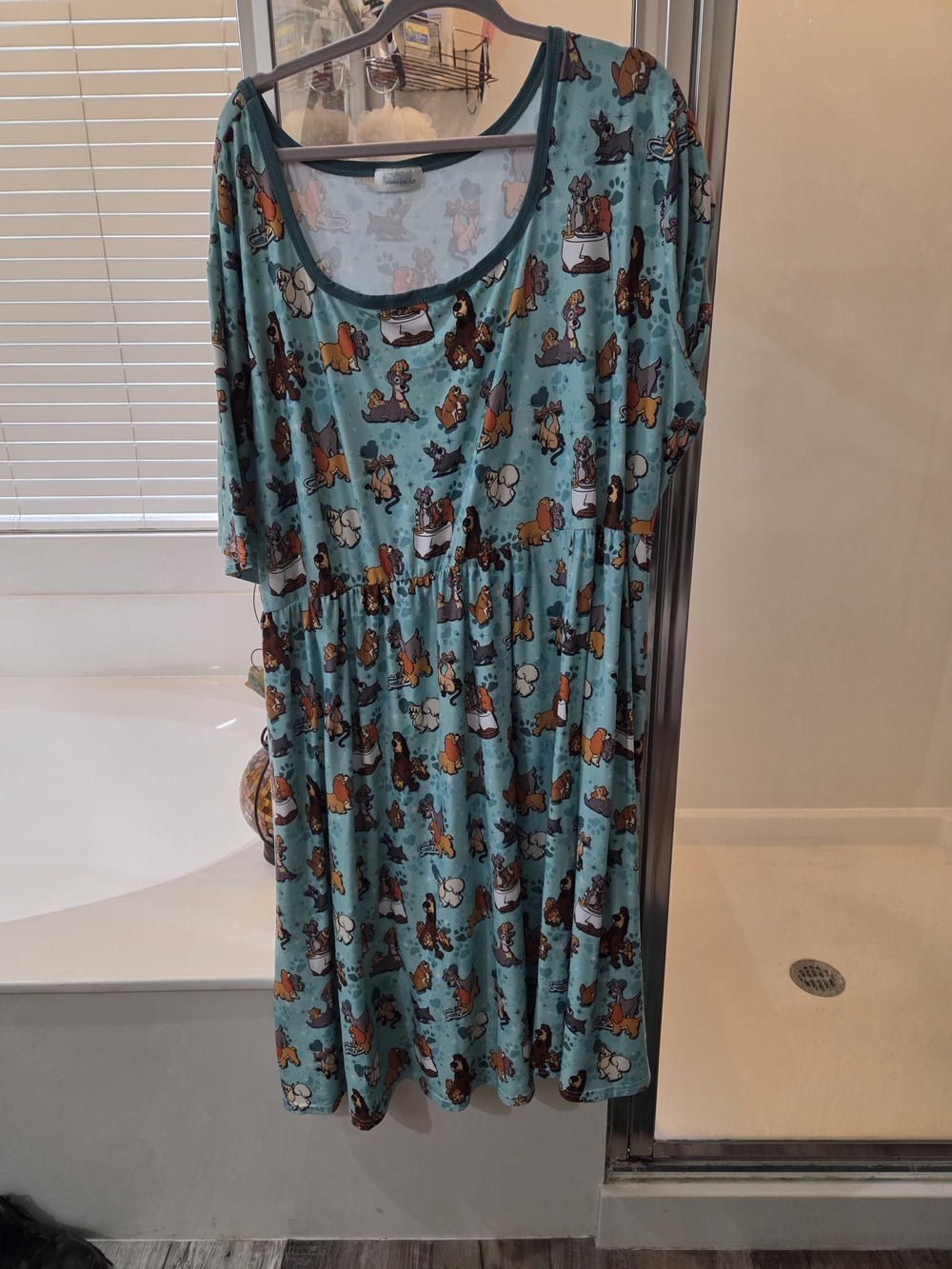 Disney Women's Teal Printed Scoop-Neck Dress